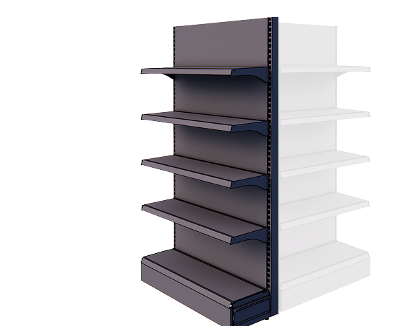 Tete de gondole metallique standard pour merchandising pharmacie