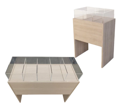 Cube soldeur d exposition empilable pour pharmacie