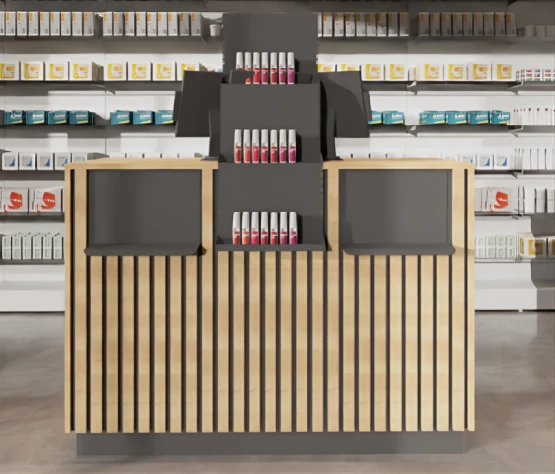 Comptoir de pharmacie haut de gamme Stratis avec finitions robustes